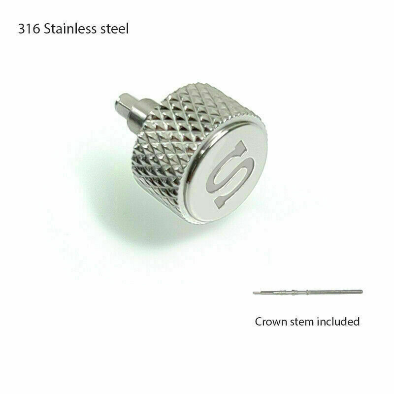 Knurled Crown SKX007/9 Stainless Steel Crown For Seiko 7s26 NH35 NH36 6R15