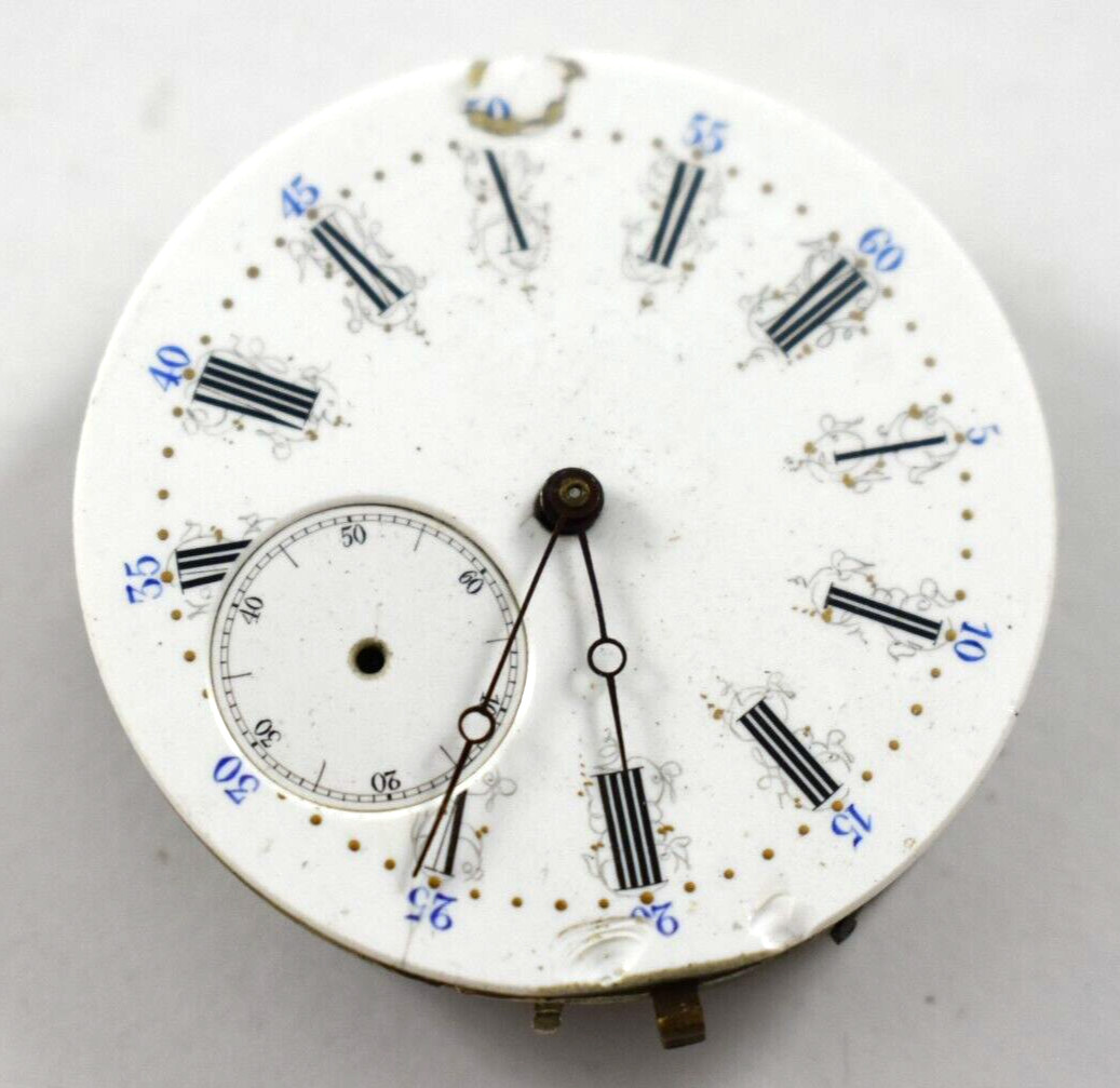 Vintage Unbranded 36.34mm Hunting Pocket Watch Movement lot.wc