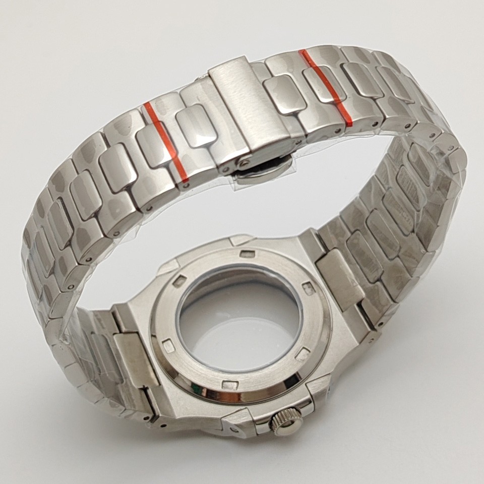 41mm Luxury Men Silvery Watch Case and Strap Sapphire for Nh35 Nh36 38 Movement