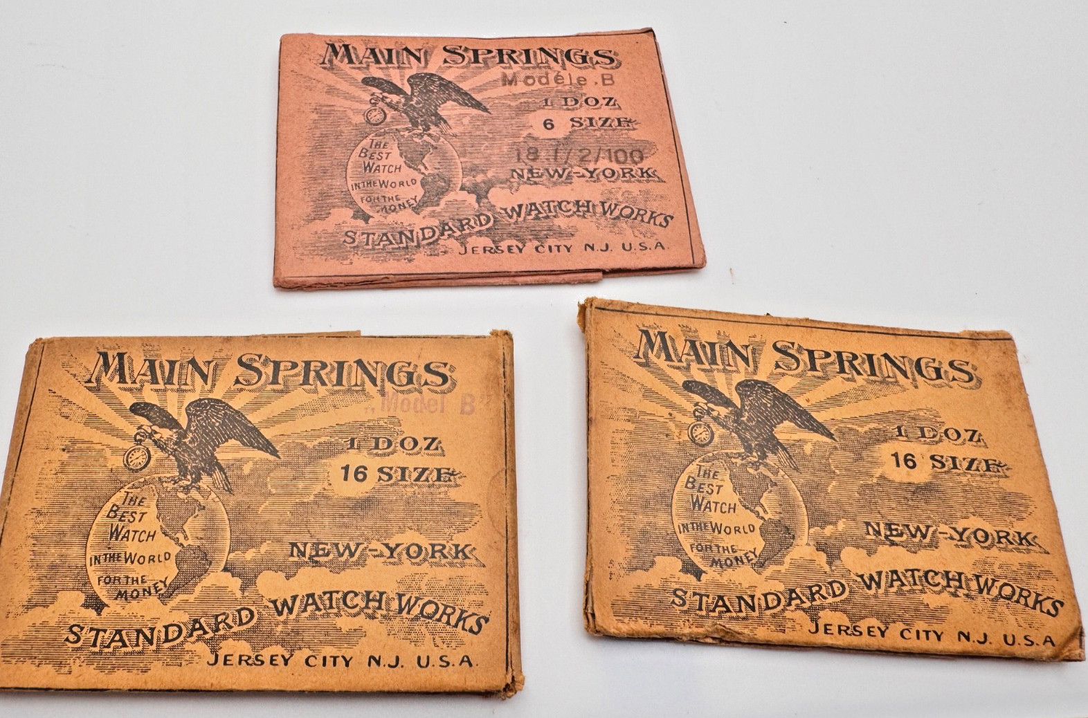 LOT_Vintage New York Standard Mainsprings 18S, 16S, 6S watchmaker parts repair