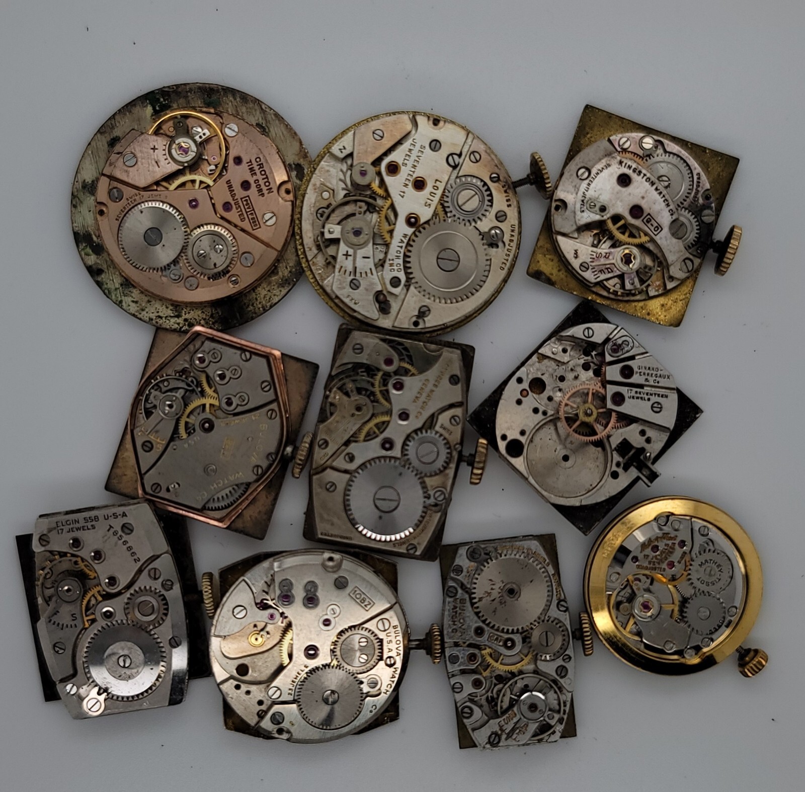 Lot Of Vintage Men’s Mechanical Watch Movements Mathey-Tissot, Girard-Perregaux