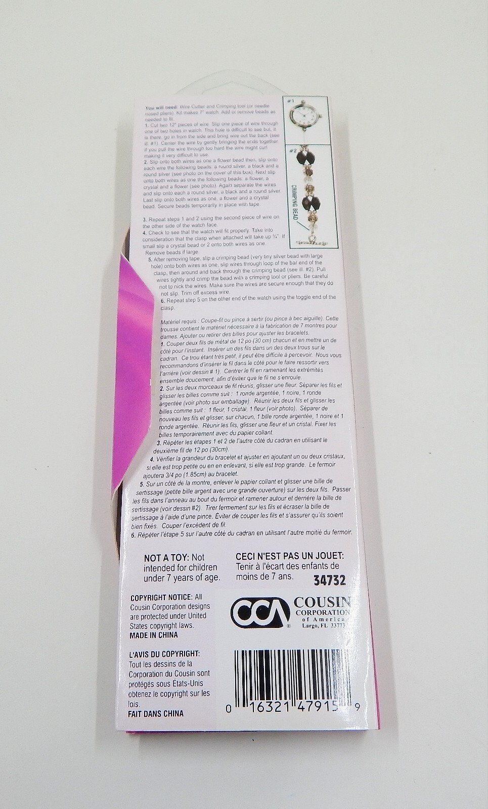 Fashion Watch Black & Crystal Glass Jewelry Crafting Kit DIY New Cousin Corp