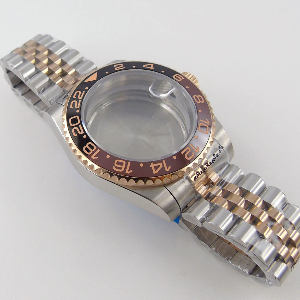 40mm two tone watch case fit for NH35A movement sapphire glass Jubilee bracelet
