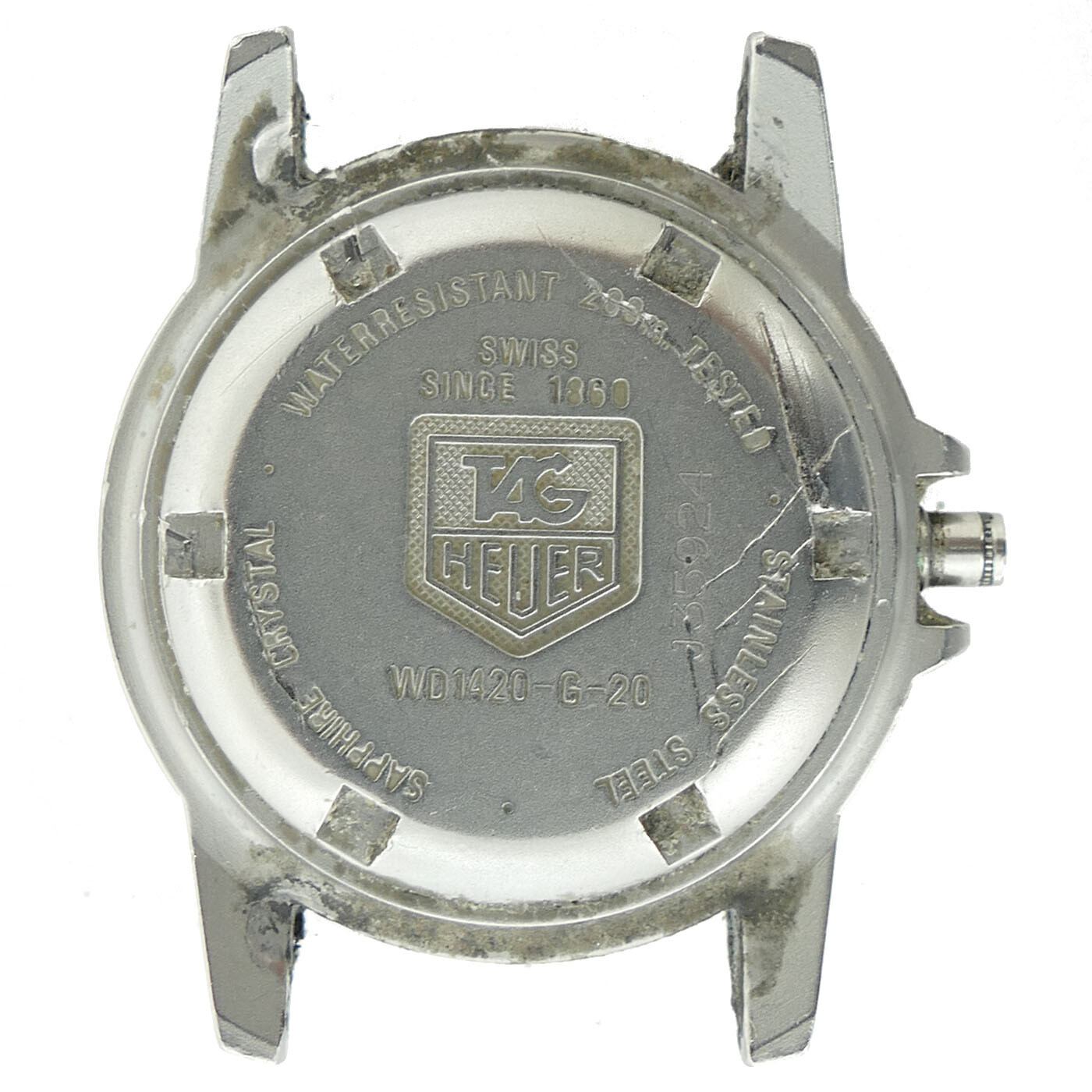 TAG HEUER PROF BLACK DIAL STAINLESS STEEL WATCH HEAD FOR PARTS OR REPAIRS