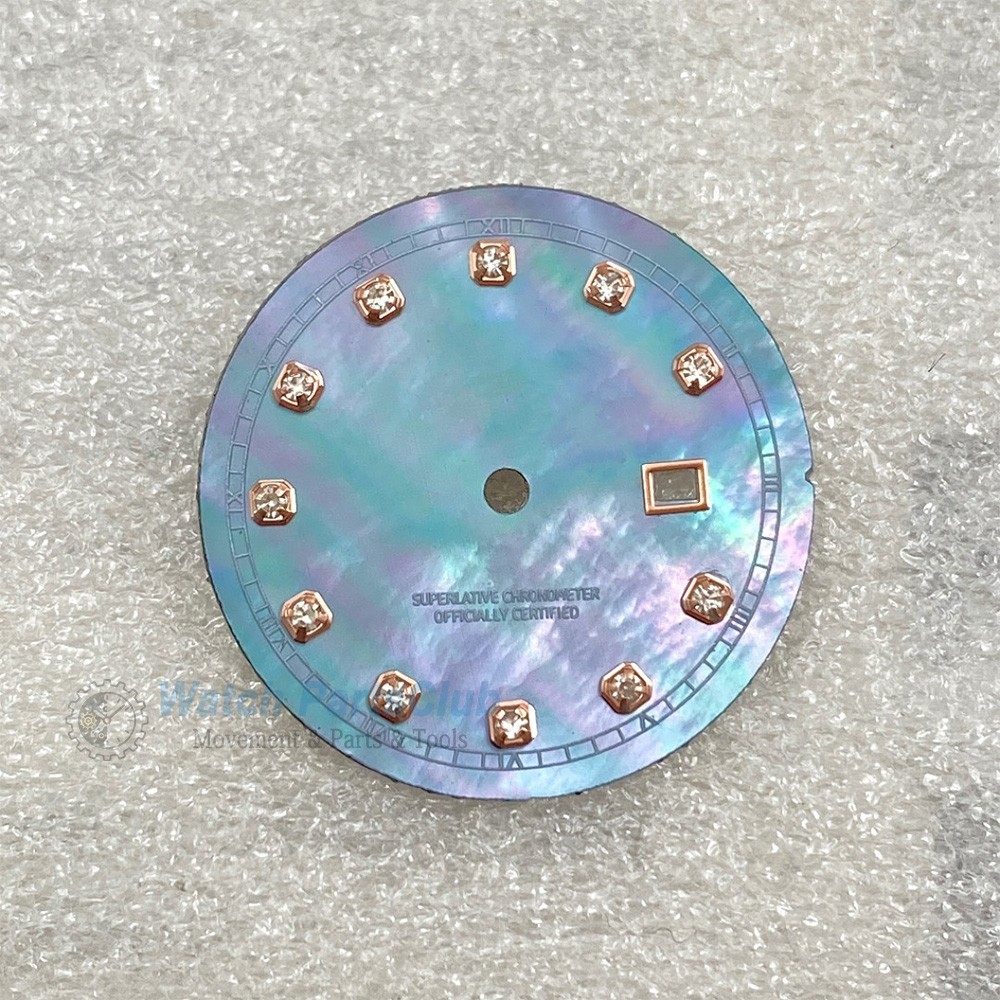 24.5mm Mother Of Pearl Watch Dial Simulated Diamond Markers For NH05 Movement