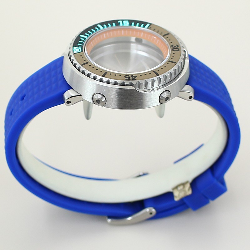43.3mm Modify Tuna Baby Mod Steel Silver Watch Case+Strap For Seiko NH35 36 NH38