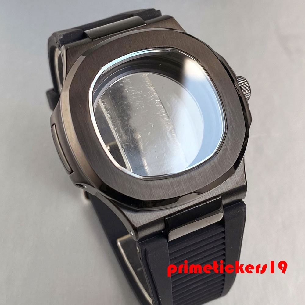 NH35 Square Watch Case+Silicone Band+Dial Hand Fit for Nautilus Style Wristwatch