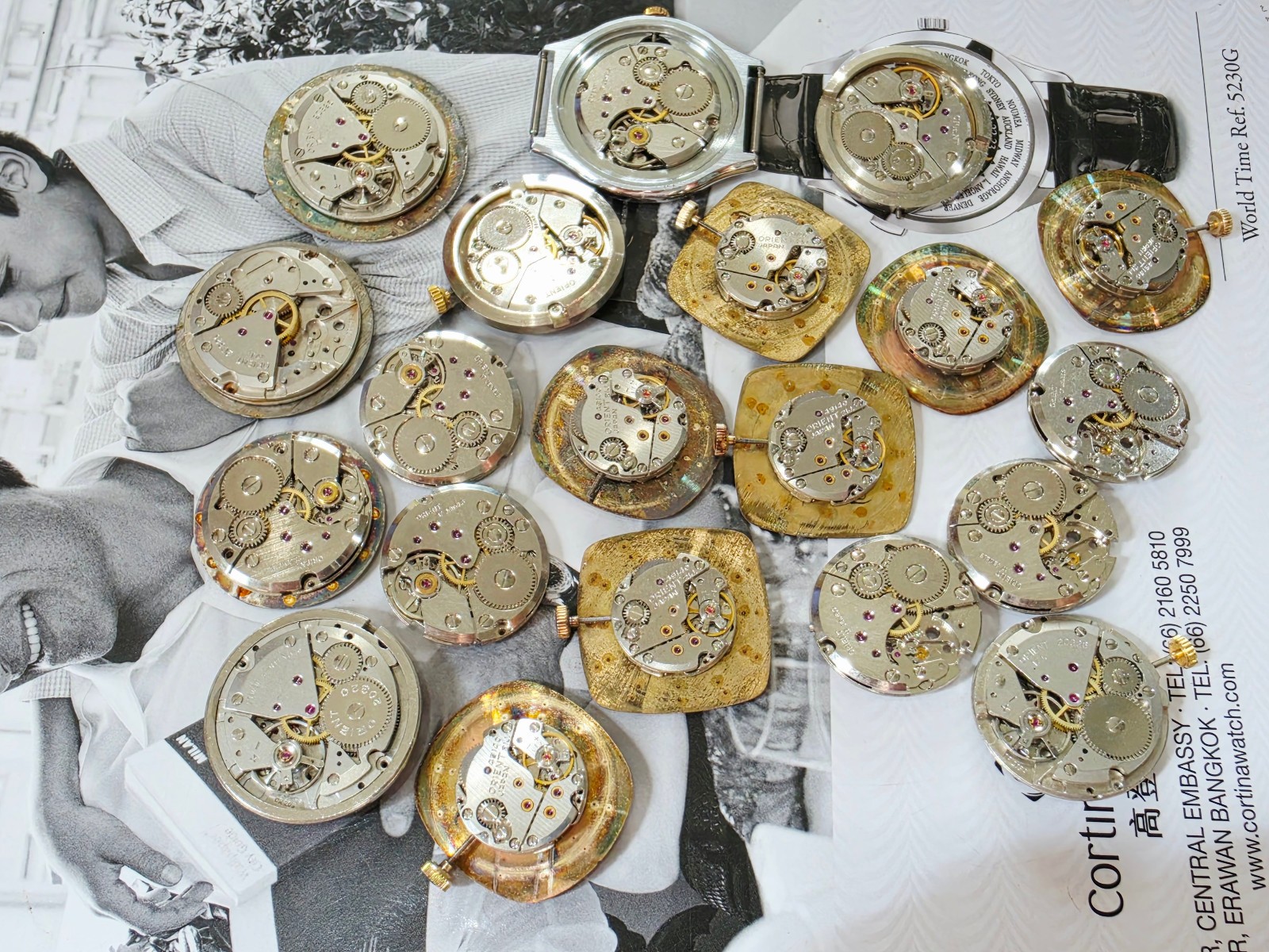 Lot 20 orient movement 49140 230 20326 eta 7001 7040 winding for repair or parts