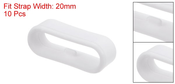 10Pcs Watch Band Strap Loops Silicone Fastener Rings for 20mm Band White