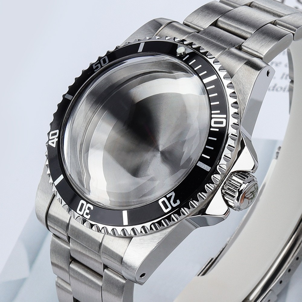 39mm SUB Watch Case+Oyster Bracelet Stainless 10ATM Domed For Seiko NH35 34 NH36