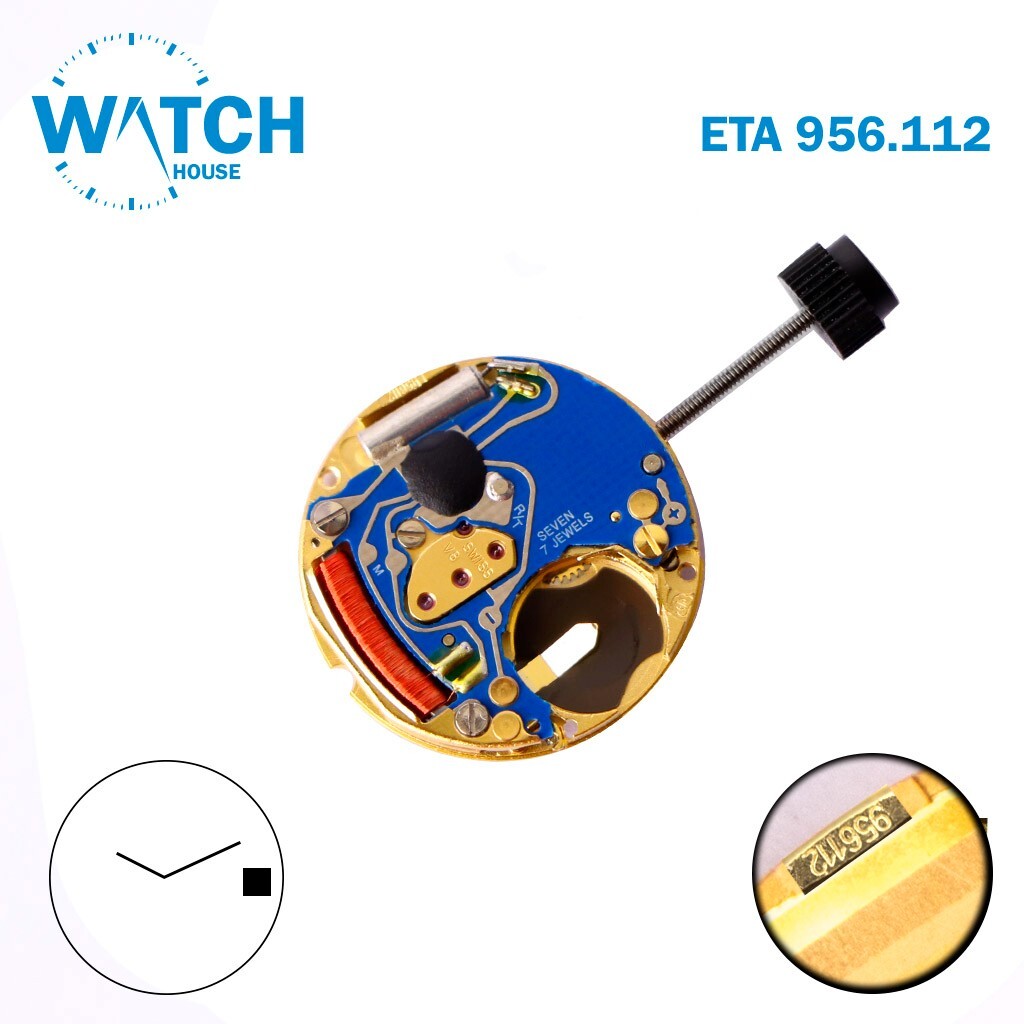 ETA 956.112 Swiss Movement ,2 Hands, White Date Disk at 3, 7 Jewels.