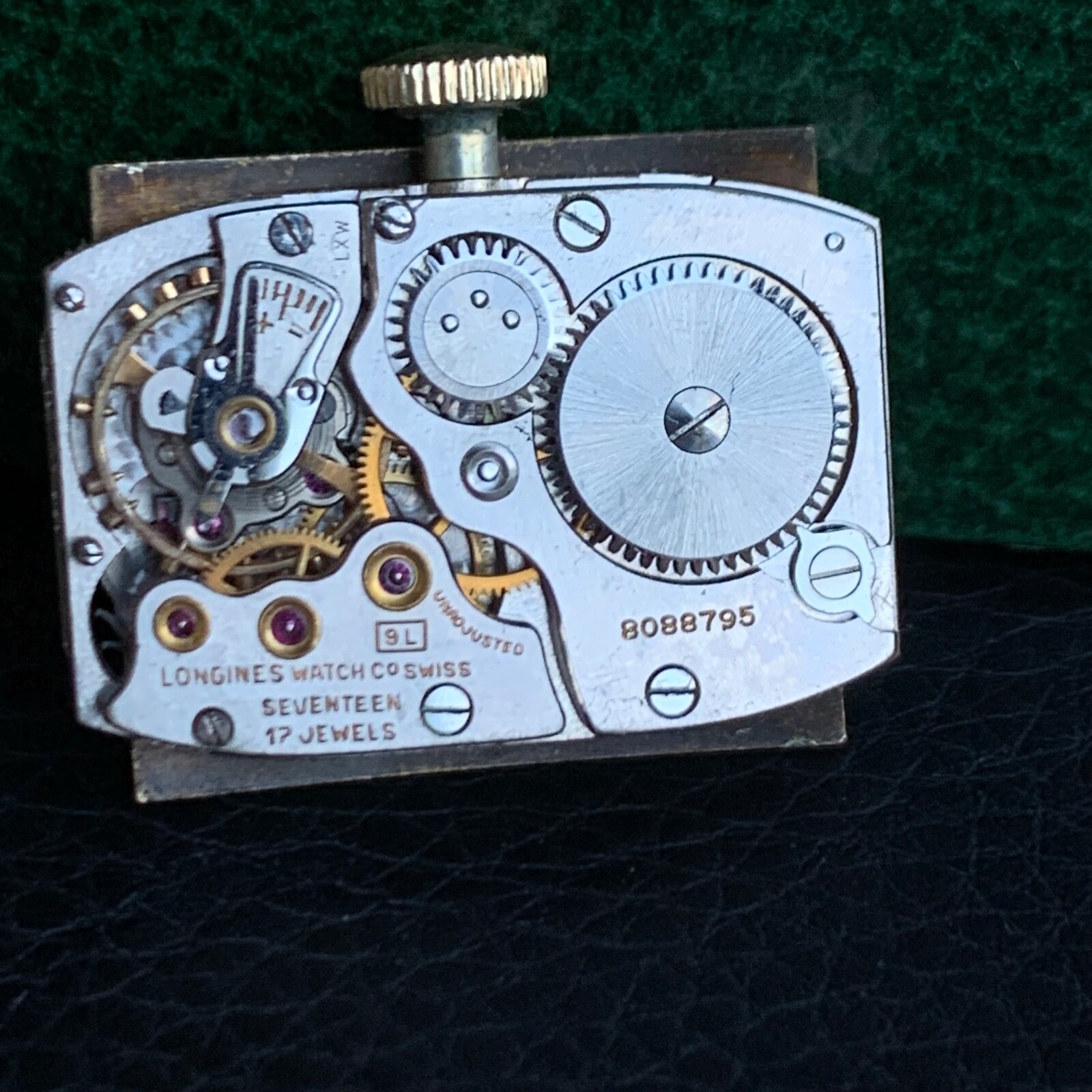 Vintage Longines 9L 17 Jewels Rectangular Movement for PARTS / REPAIR