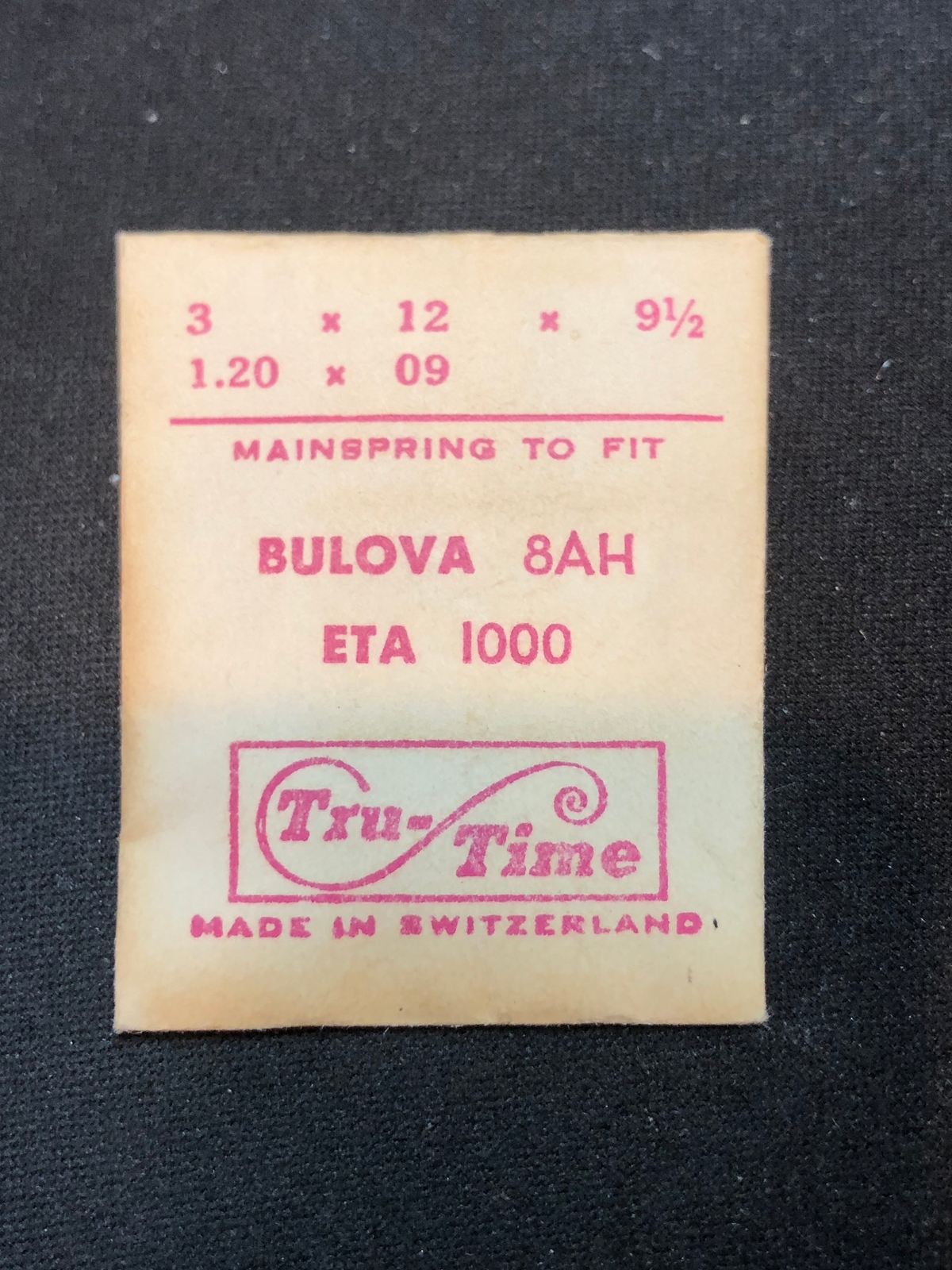 Tru-Time Mainspring for Bulova 8AH, Benrus AX, W & ETA 761, 1000 – Steel