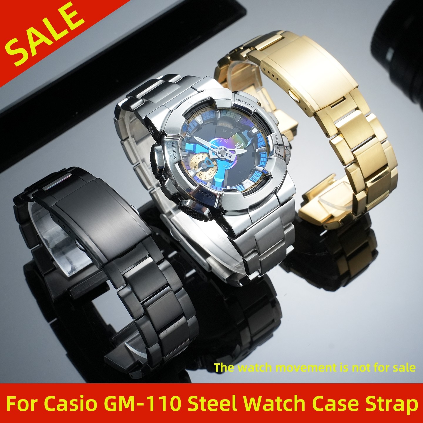 For Casio G-SHOCK GM-110 Watch Mod Kit GM110 Steel Watch Case Metal Strap Man
