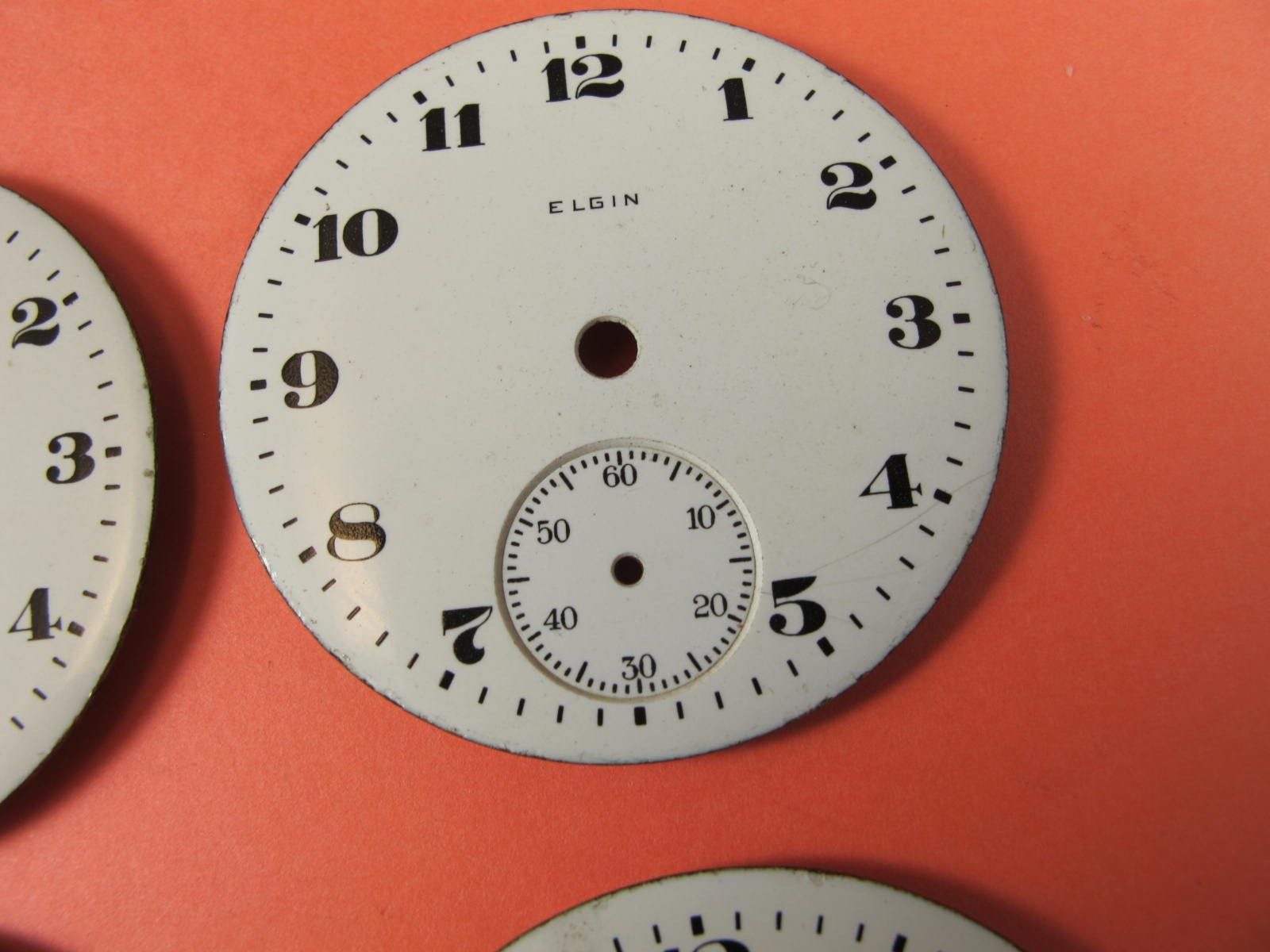 ELGIN 18S POCKET WATCH DIAL GROUP OF 4 WITH ARABIC NUMBERS