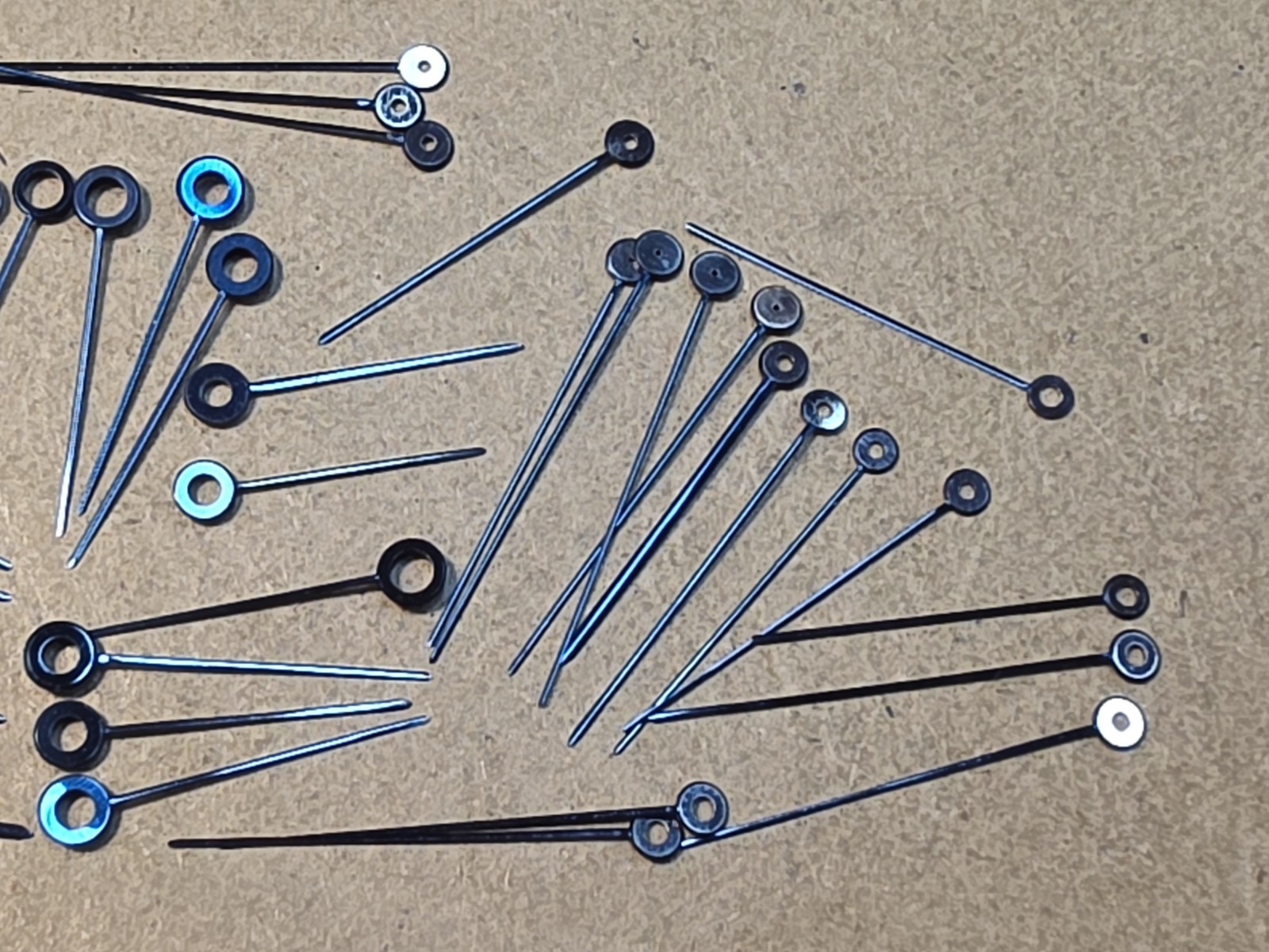 Lot Of 37 Vintage NOS Pocket Watch/Wristwatch Blue Stick Hands-Variety Of Sizes