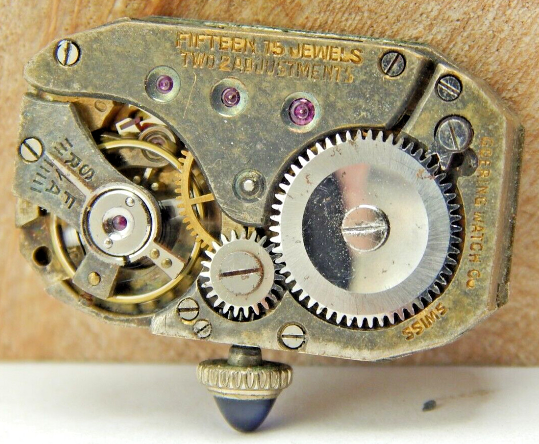 Vintage Goering 15 jewel 2 adjustment art deco wrist watch movement with dial