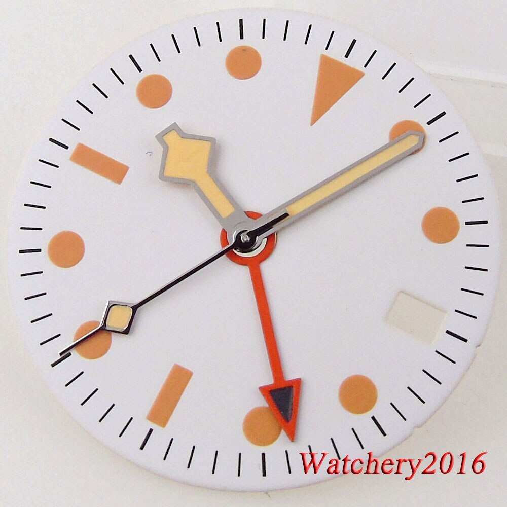 Tandorio 29MM Luminous White Watch Dial Date Fit NH34 NH34A Automatic Mens watch