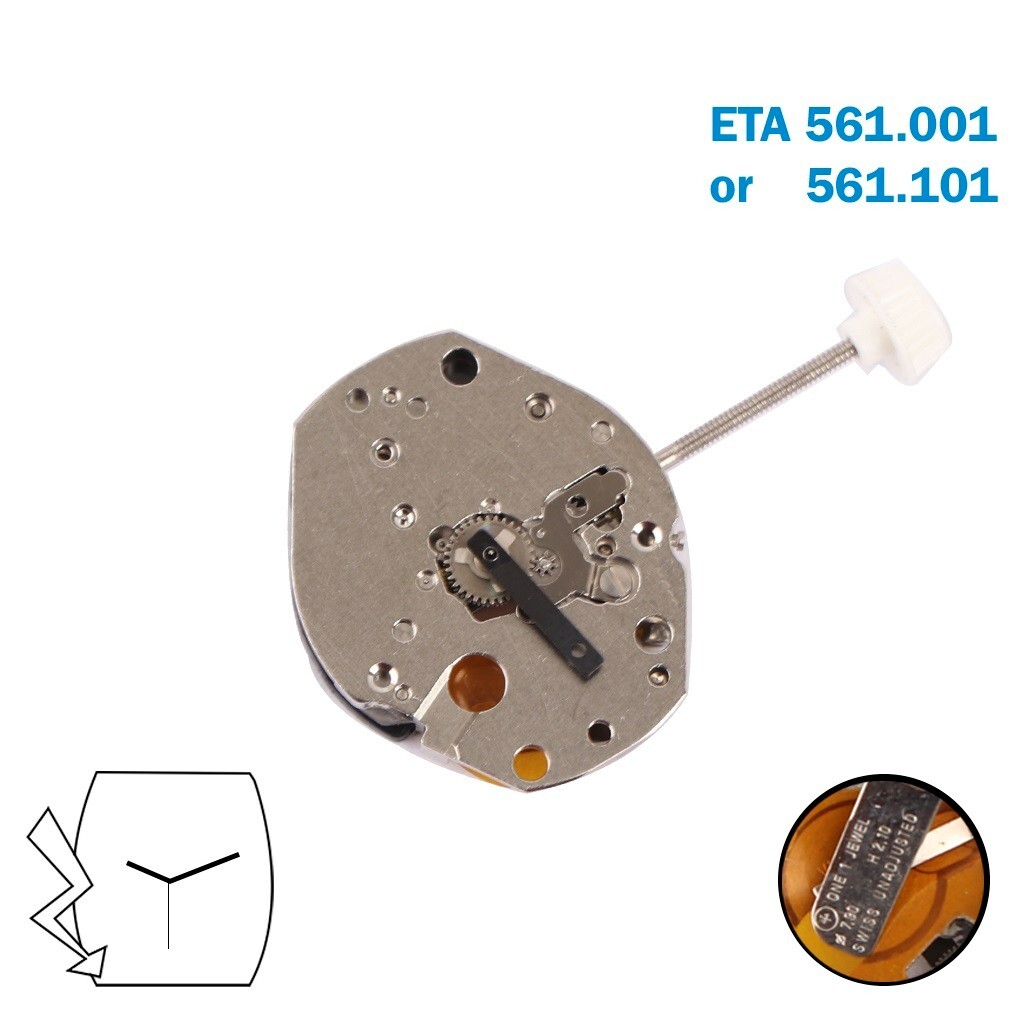 ETA 561.001 or 561.101 Swiss Quartz Watch Movement, 3 Hands , Height 1 (4.05).