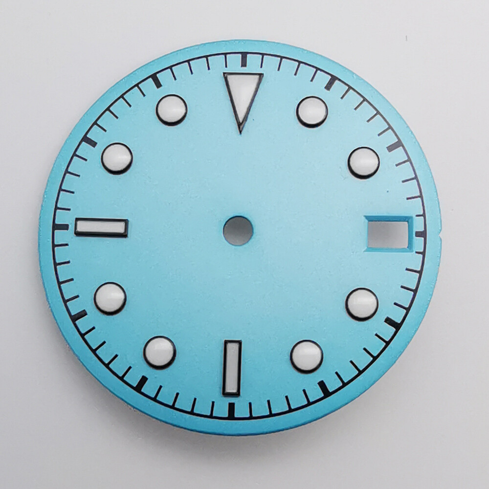 28.5mm black blue green white luminous sterile watch dial fit NH35 movement