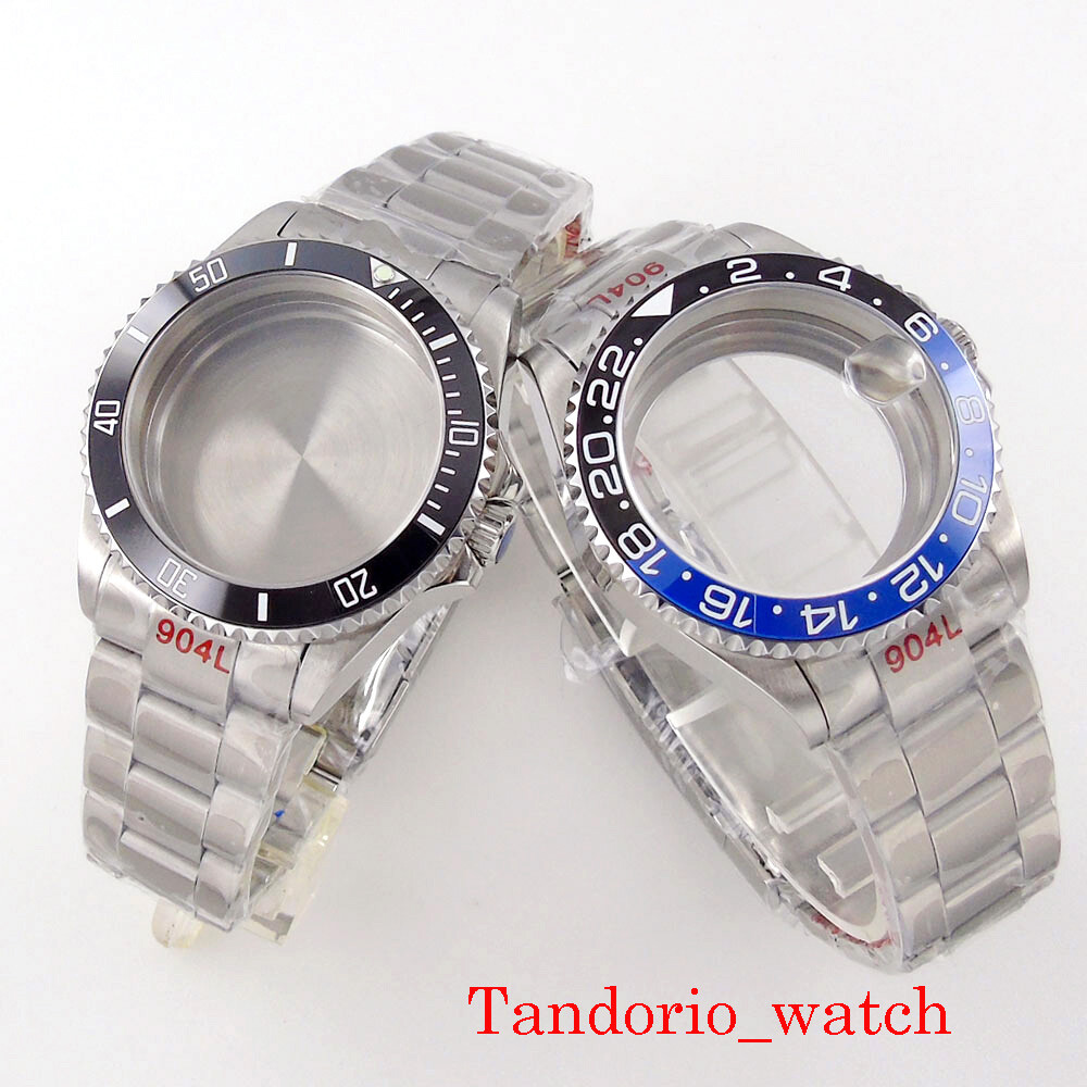 For NH35 NH36 Movement 38mm Black PVD Men Watch Case Sapphire Glass Oyster Strap