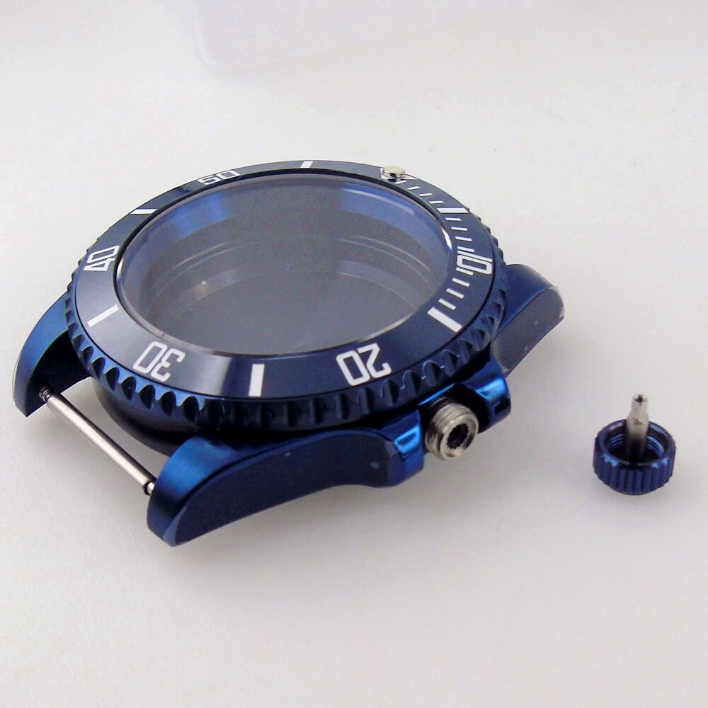 New 20ATM Dive Case 40mm Steel Blue Watch Case Sapphire for NH34 NH35 NH36 Parts