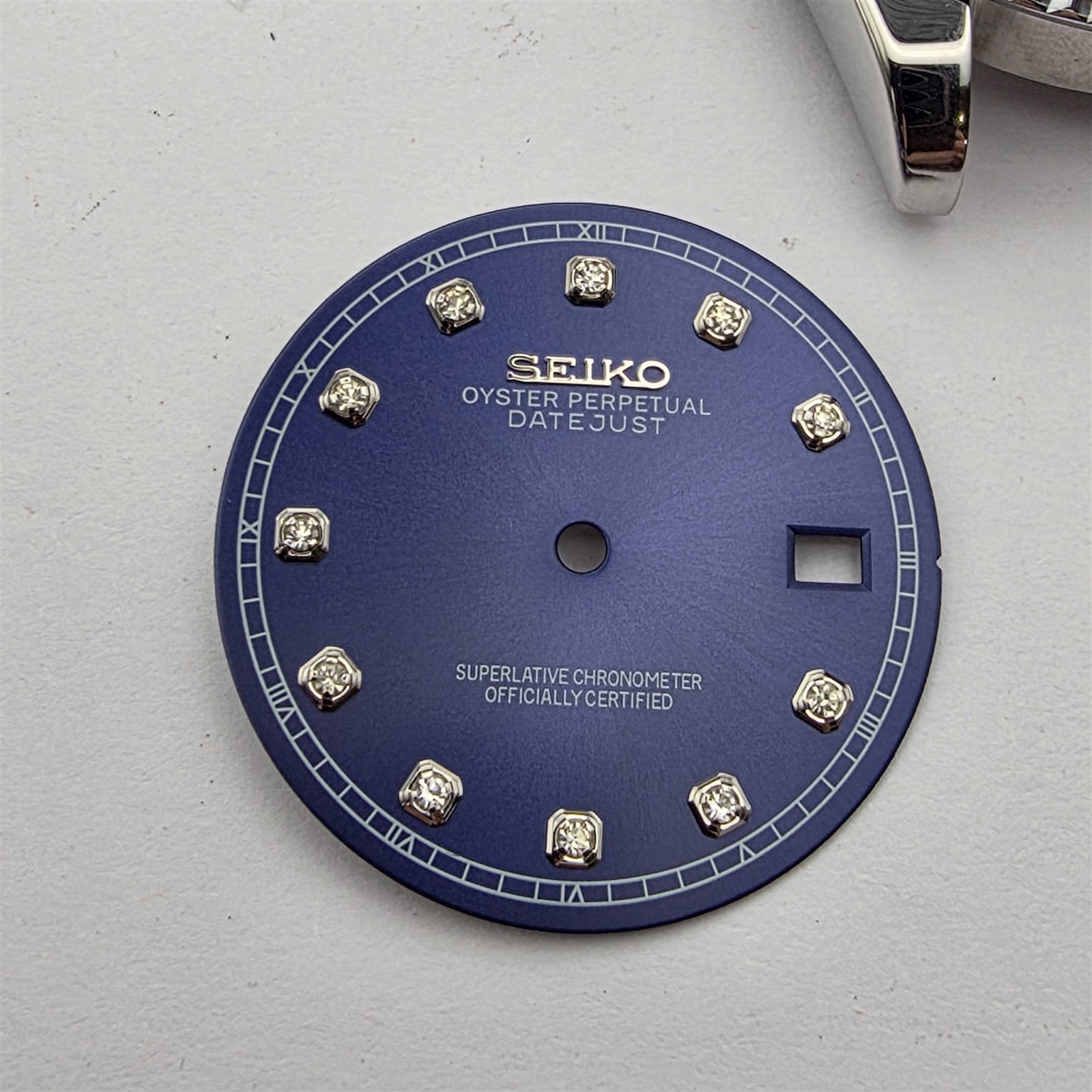 NEW AF SEIKO LEX DATE JUST BLUE SS KIT CASE BEZEL GLASS STRAP DIAL CROWN