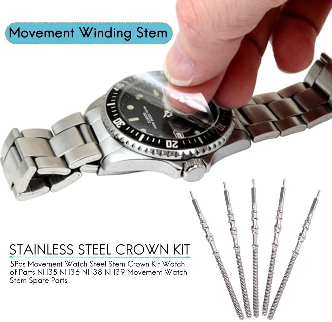 Movement Watch Steel Stem Crown Kit Parts NH35 NH36 Repair Watch Tools 5 Pcs