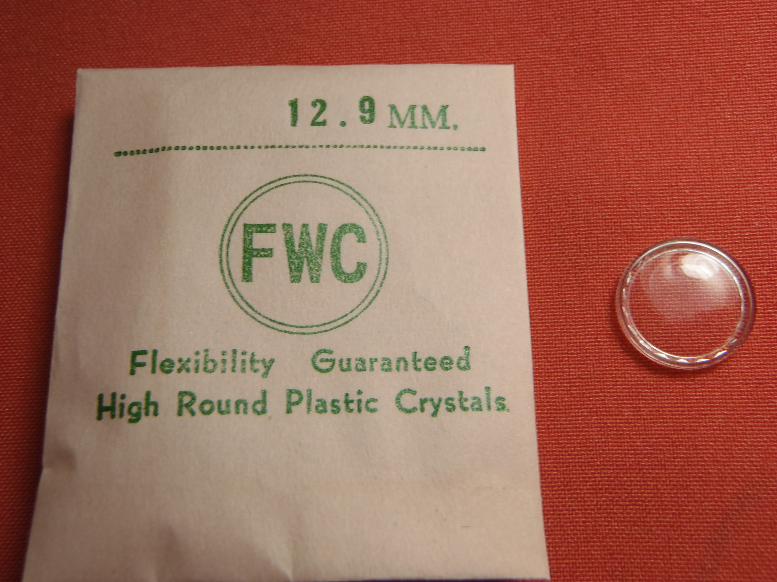 FWC HIGH ROUND PLASTIC Diamond Edge WATCH CRYSTAL 12.9MM NOS