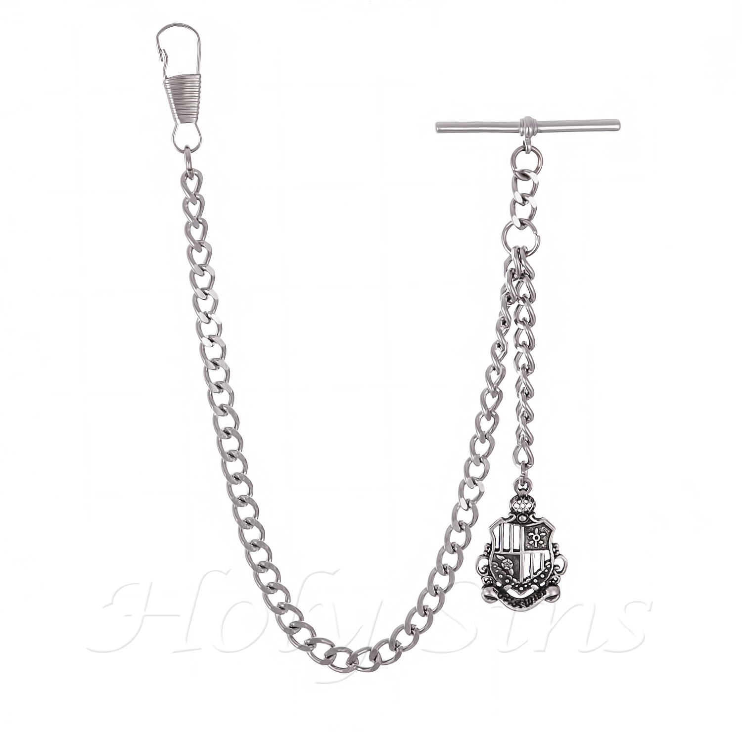 Peaky Blinder s Silver Colour Single Albert Pocket Watch Chain With Pendant 152