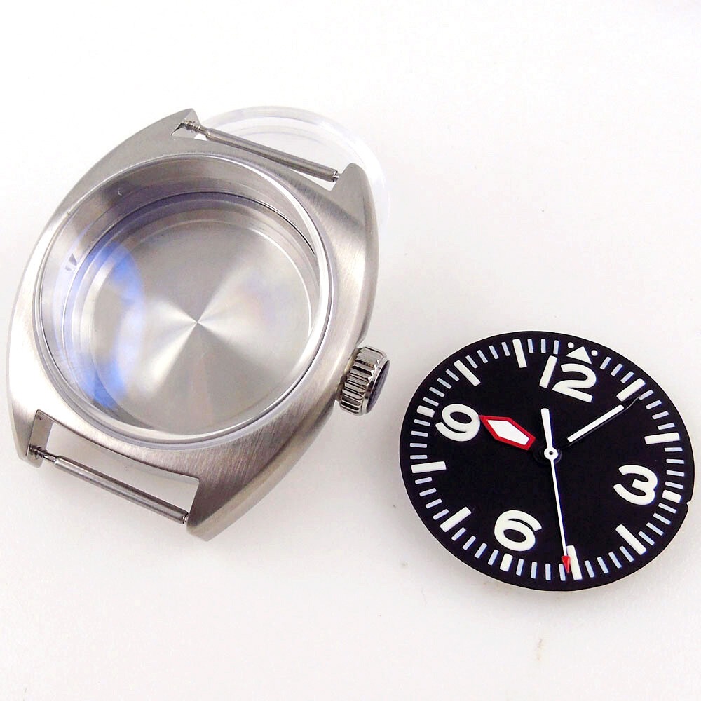 36mm Brushed Stainless Steel Sapphire Glass NH35 NH36 2824 Watch Case Dial Hand