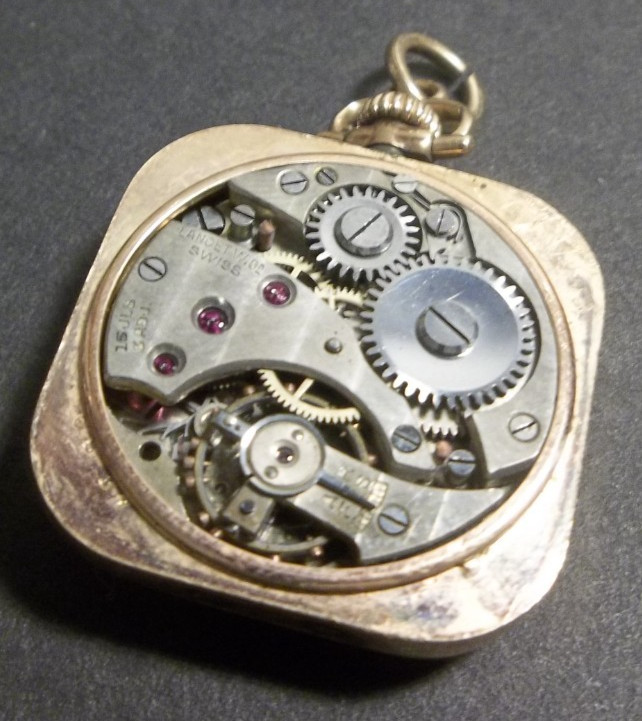 Ladies Lancet Square Pendant Watch-15 jewels-5 adj Parts/Repair/Scrap Not Workin