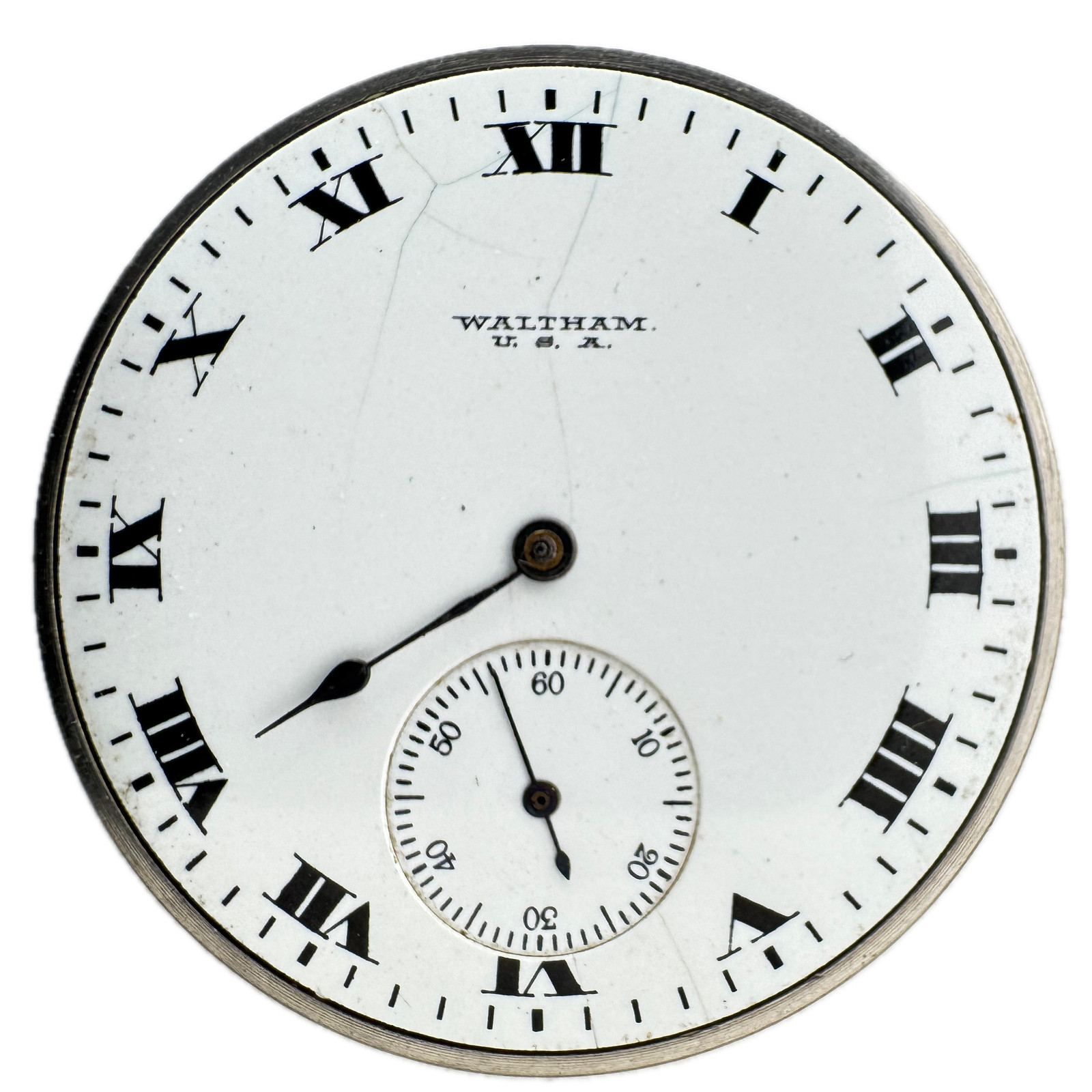 Antique 12s 1917 Waltham Roman Dial Mechanical Pocket Watch Movement No. 220 USA