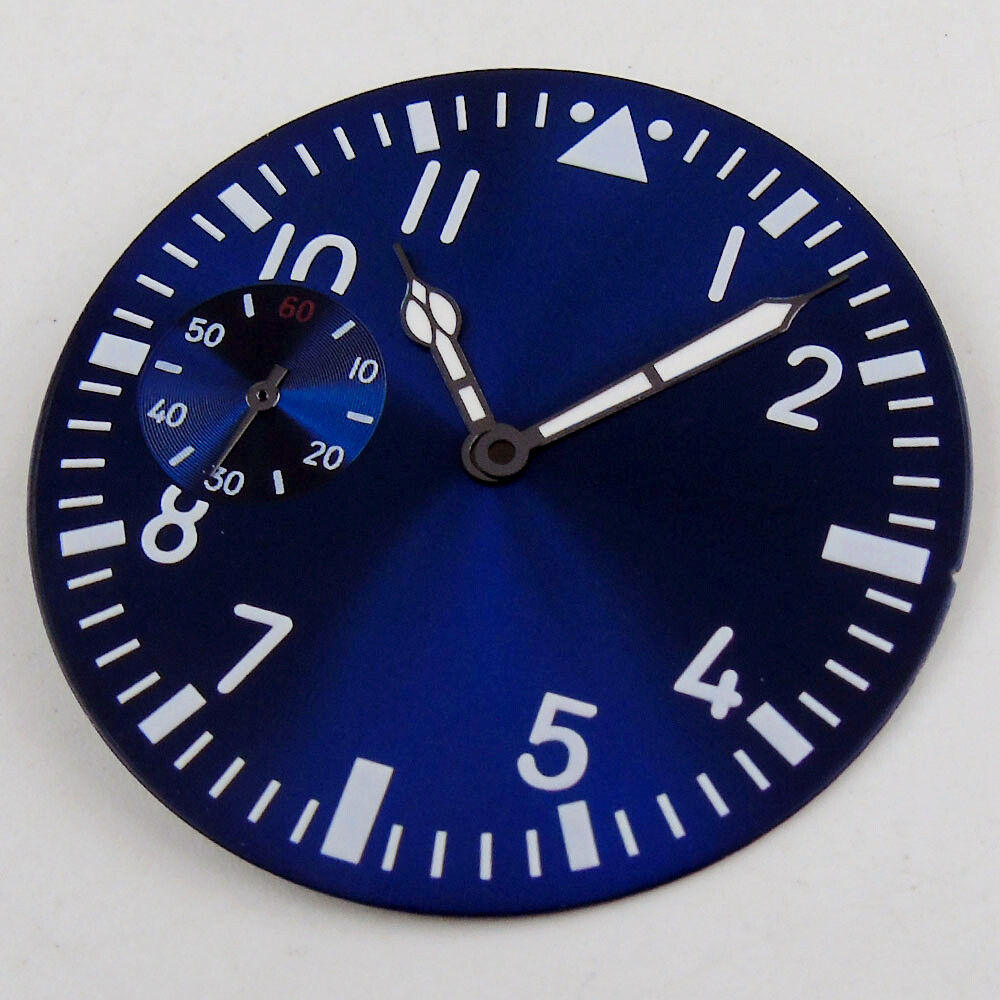 38.9mm Royal blue watch dial blue face fit for ETA 6497 movement hand winding
