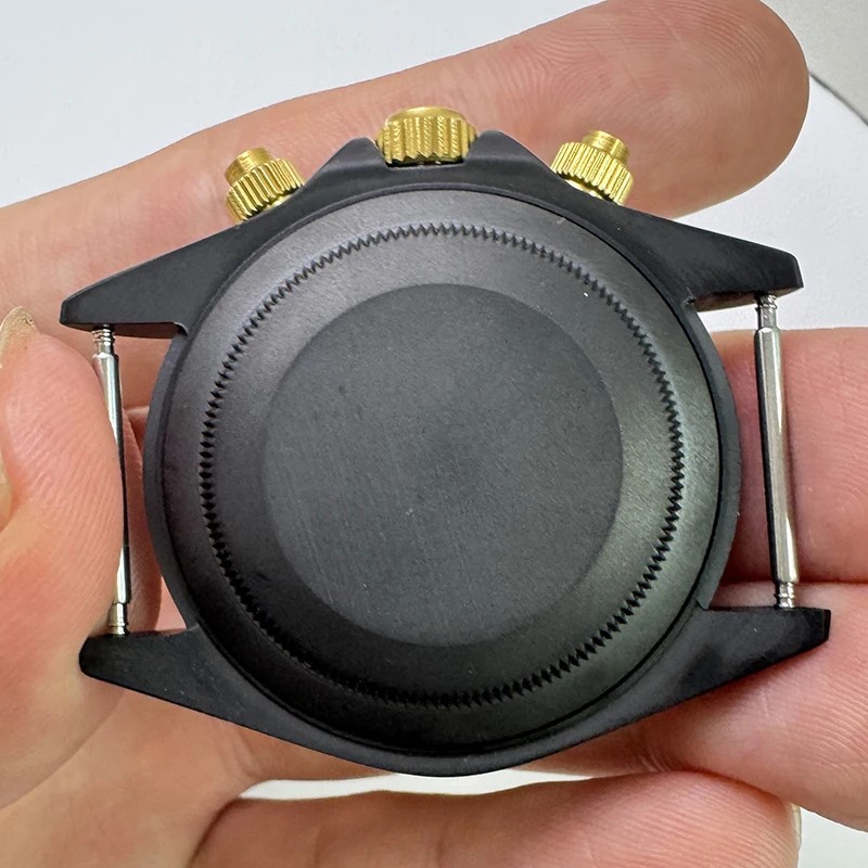 39mm Steel Watch Case Black Sapphire Glass Bezel For VK63 Movement Mod Parts