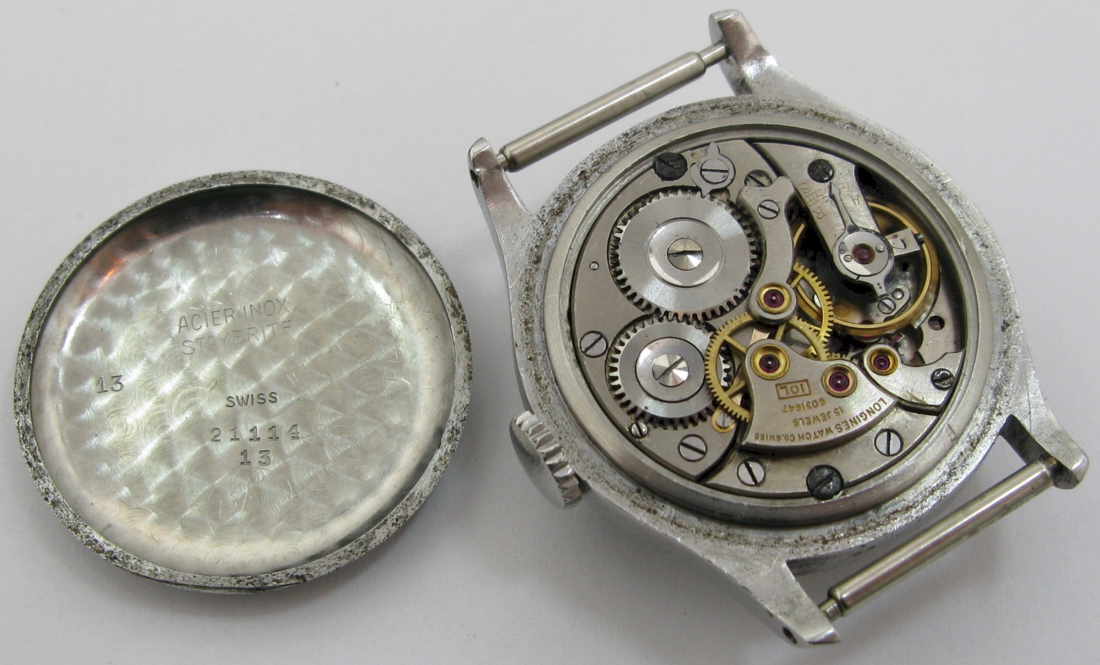 Longines 10L Movement 17 jewels with sweep second & stainless steel case …