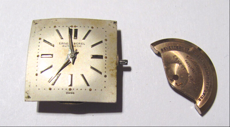 Ernest Borel Automatic Bidynator Movement W/Dial & Hands-For Repair or Parts