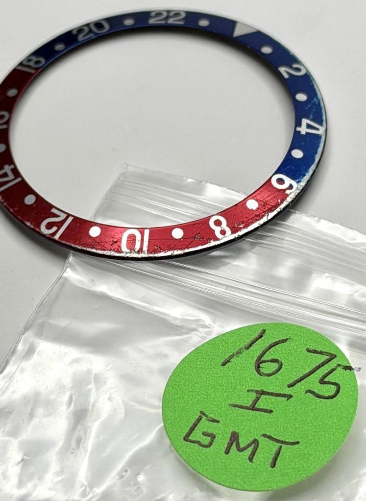 Rolex Watch Genuine Vintage GMT 1675 Bezel Insert Blue Back