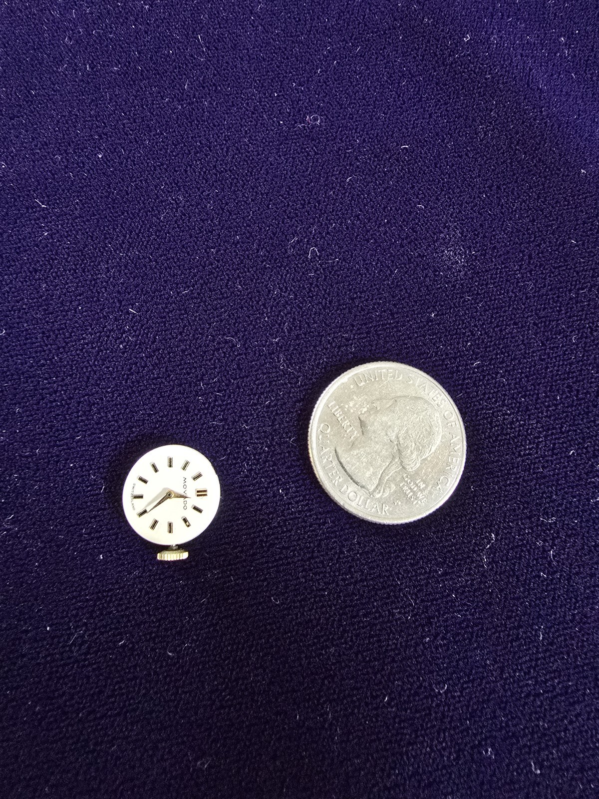 Vintage Movado Running Watch Movement Dial Hands Crown Stem 17J Swiss Woman