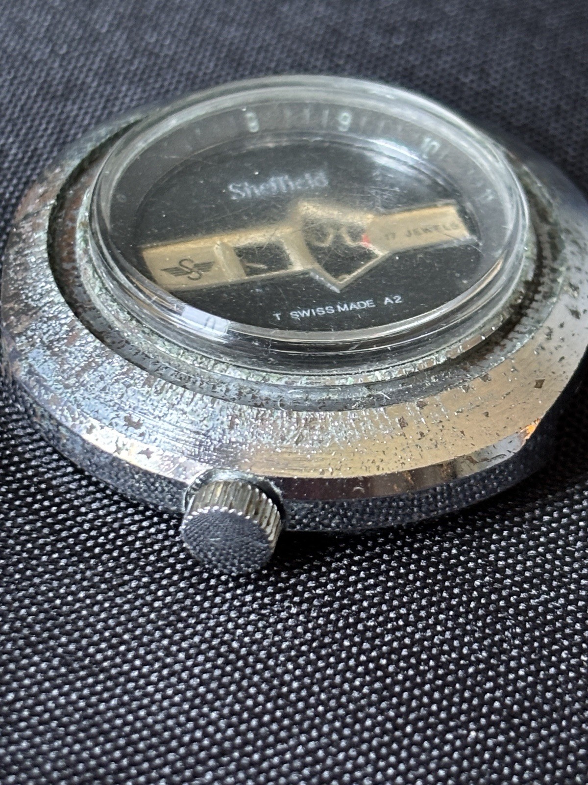 Vintage Sheffield Jump Hour Digital Watch Movement 17J Swiss 100M Parts Repair