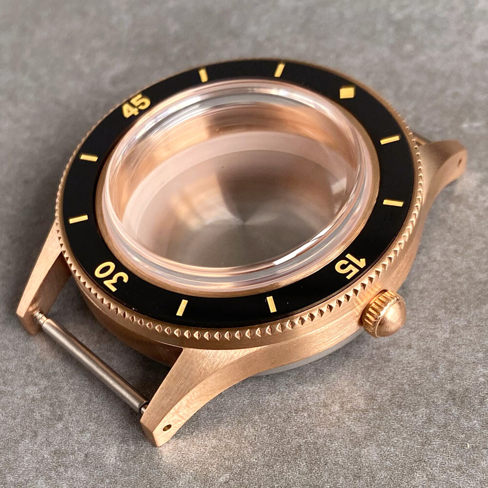 CUSN8 Solid Bronze Vintage 200M Dive Watch Case Fit NH35 Sapphire Ceramic Insert