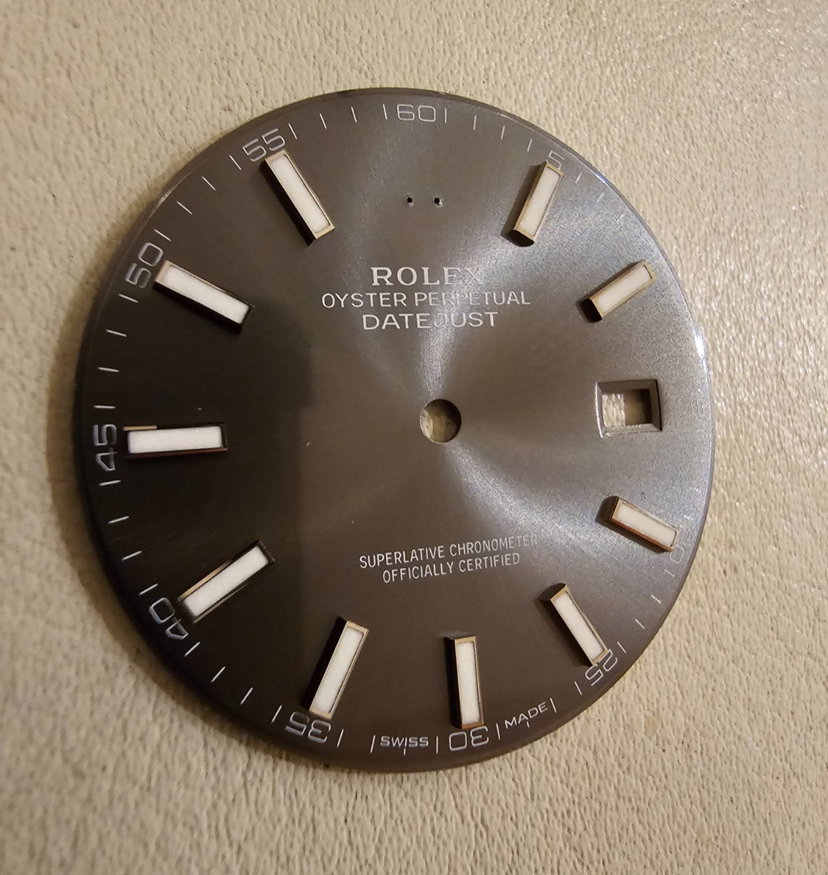 Genuine Rolex Datejust 41 Dial – Slate / Dark Rhodium Sunburst – Ref 126334 / 12