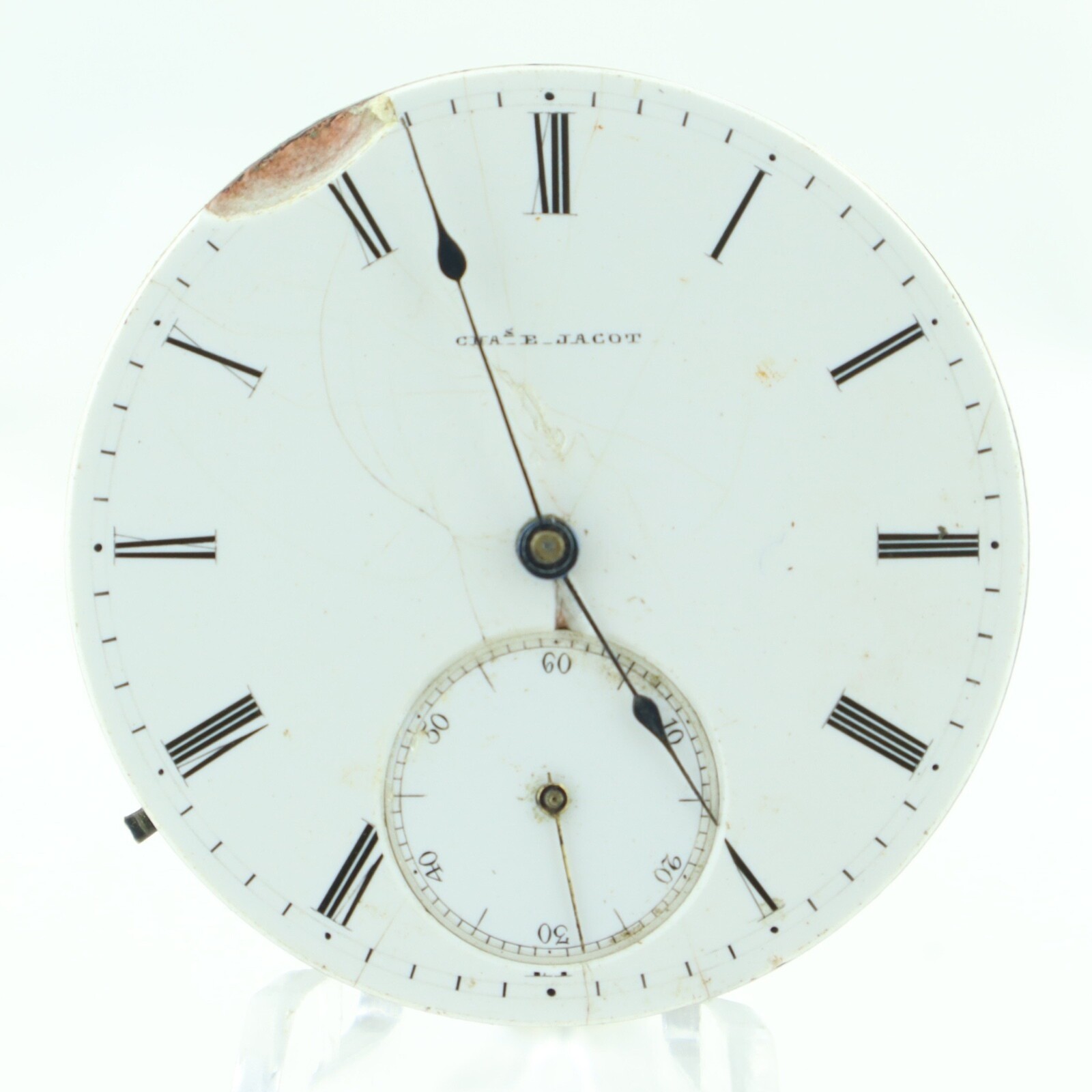 Antique 36mm Charles Jacot 15 Jewel Key Wind Pocket Watch Movement High Grade