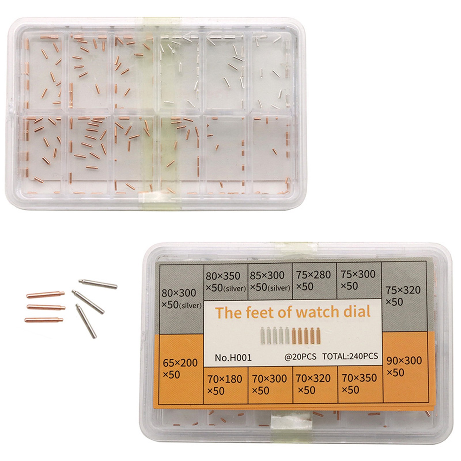1 Box 240PCS 12 Size Copper Watch Dial Feet Movement Part Watchmaker Repair Tool