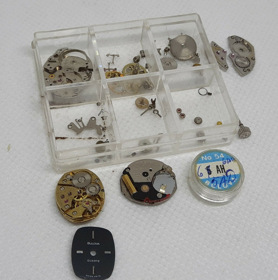 Lot of Various Vintage Bulova Ladies Watch Movement Parts 1960′ / 1970′ / 1980′