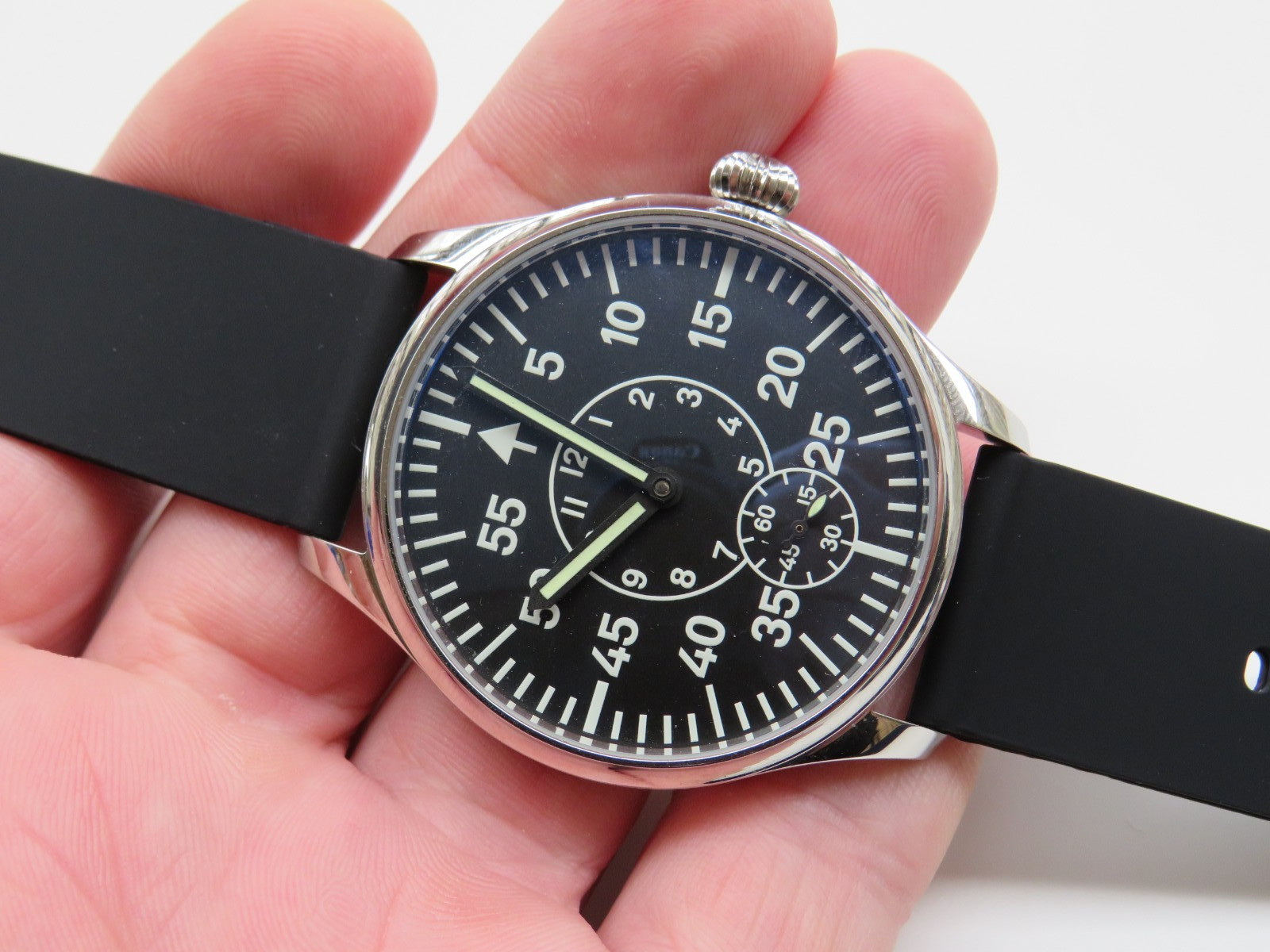 Custom made conversion men’s Arnex Pilot wristwatch Eta movement works well