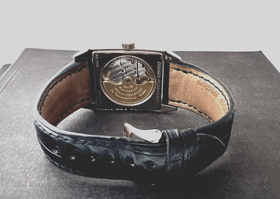 Girard Perregaux Watch 1945 Vintage 18k White Gold Ref 2596 Black Dial Art Deco