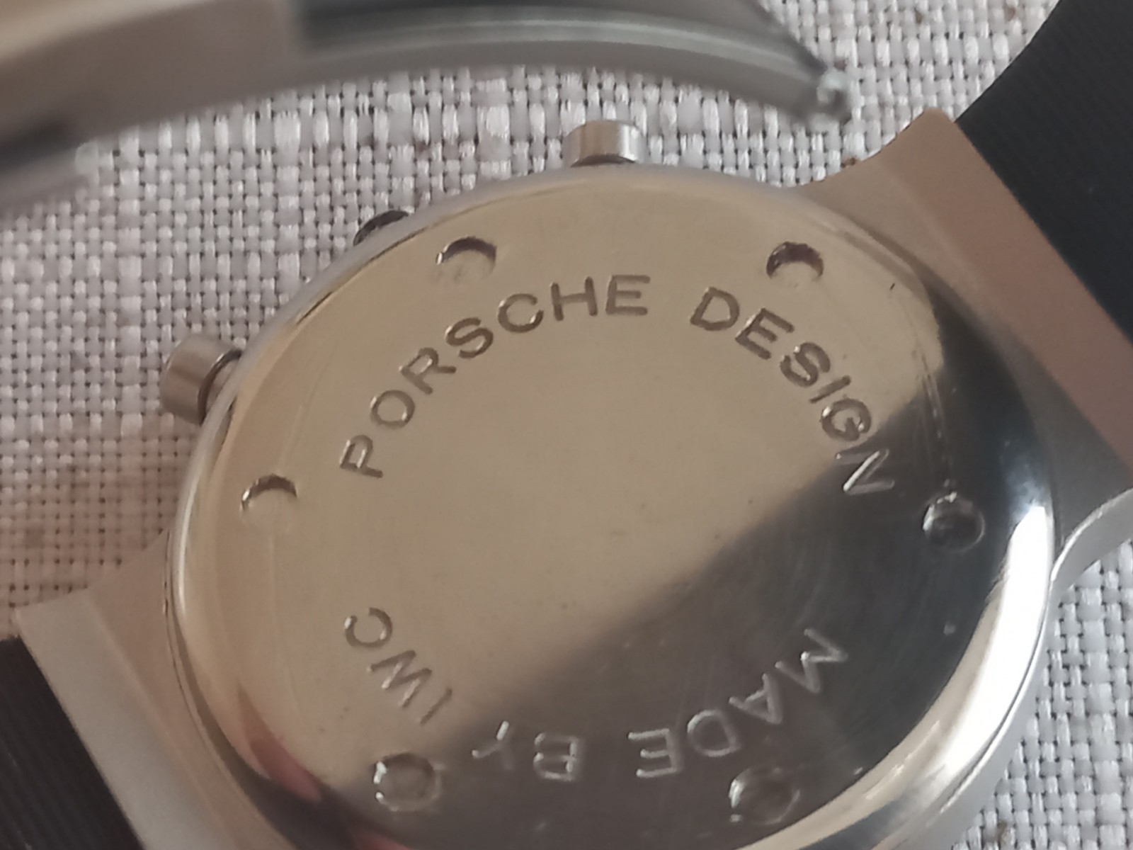 IWC PORCHE DESIGN CHRONOGRAPH WATCH CASE WITH RUBBER BAND BUCKLE AND PUSHERS