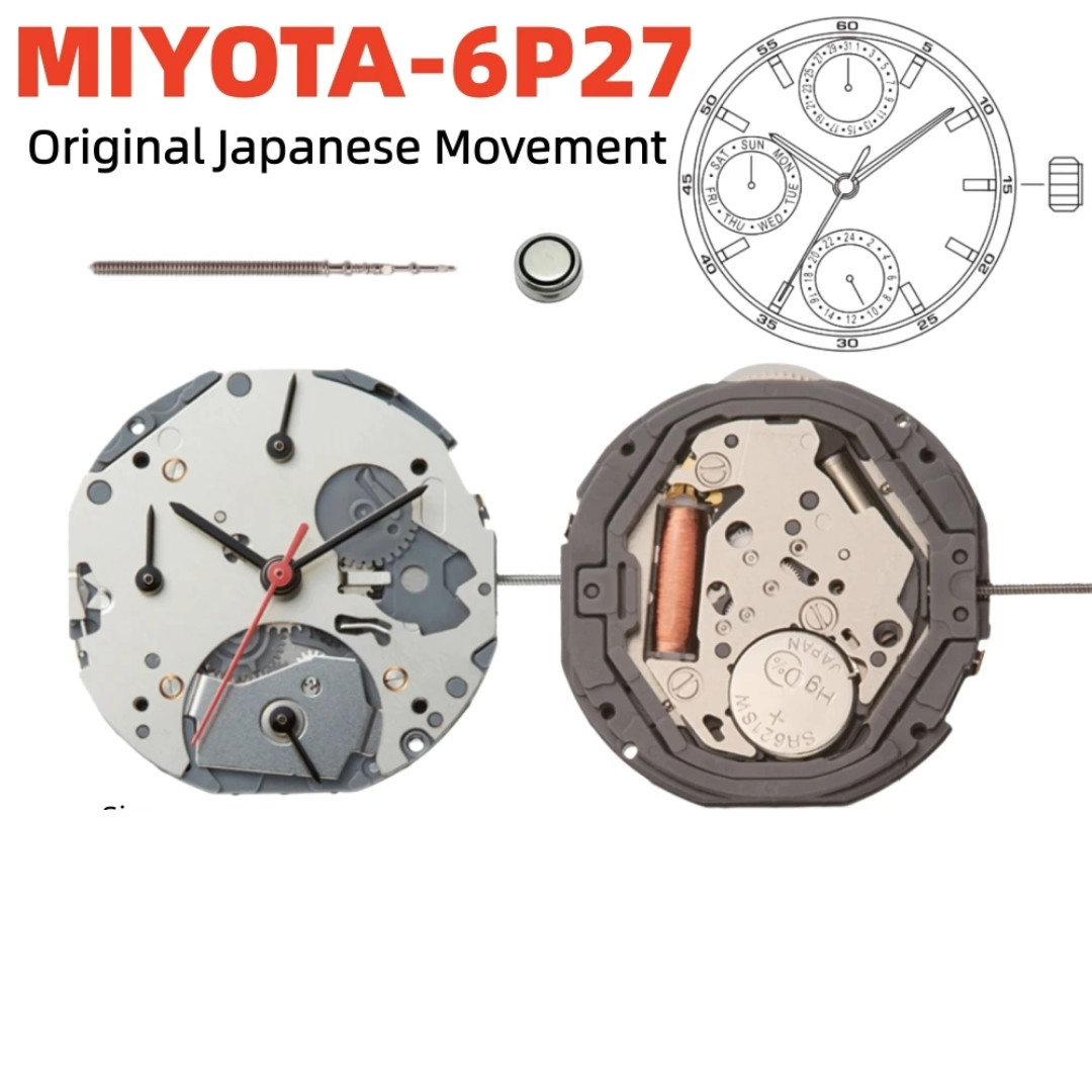 Genuine Miyota 6P27 Multi-Function Quartz Watch Movement Japan Date/Day 24-Hour