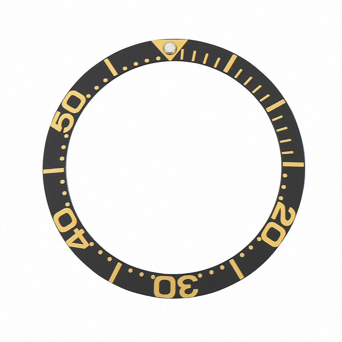 Black Aluminum Replacement Bezel Insert Large Gold Font 37.60mm x 30.80mm